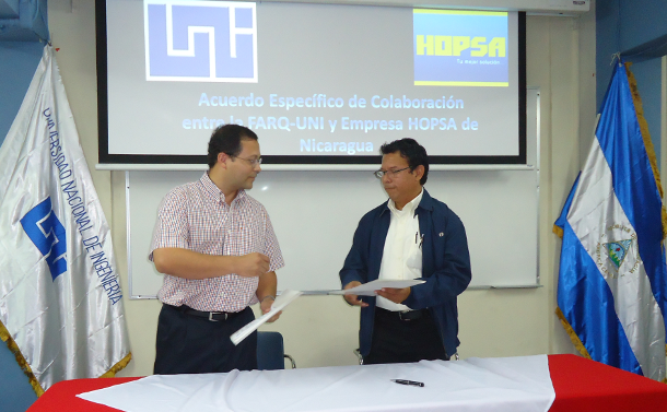 imagen de Facultad de Arquitectura y Hopsa de Nicaragua Realizan Firma de Colaboración
